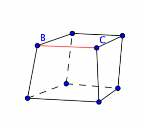 Figura 1. O segmento \([BC]\) é uma das arestas do poliedro.