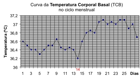 Figura 3. Variação da temperatura corporal basal durante o ciclo menstrual feminino.