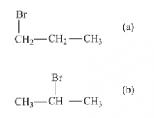 Figura 1. Isómeros de posição: (a) 1-bromoprono; (b) 2-bromopropano.