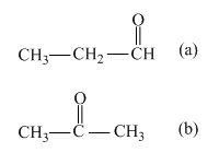 Figura 3. Isómeros de grupo funcional: (a) propanal, (b) propanona.