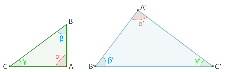 Figura 1.  Correspondência entre os vértices de dois triângulos no plano.